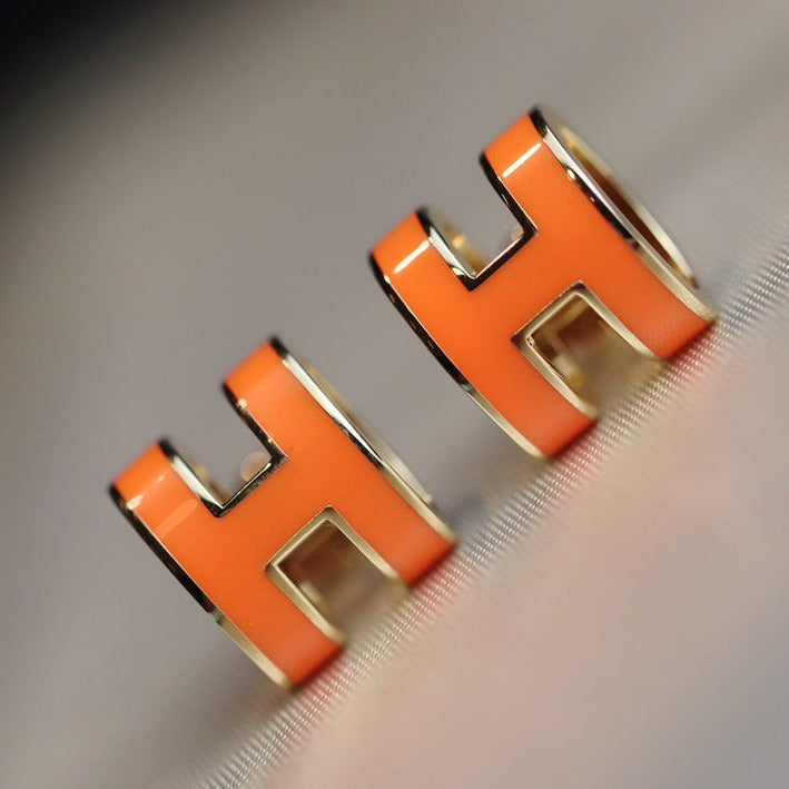 [⭐Hevara Jewelry]MINI POP H EARRINGS ORANGE
