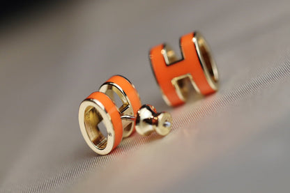 [⭐Hevara Jewelry]MINI POP H EARRINGS ORANGE