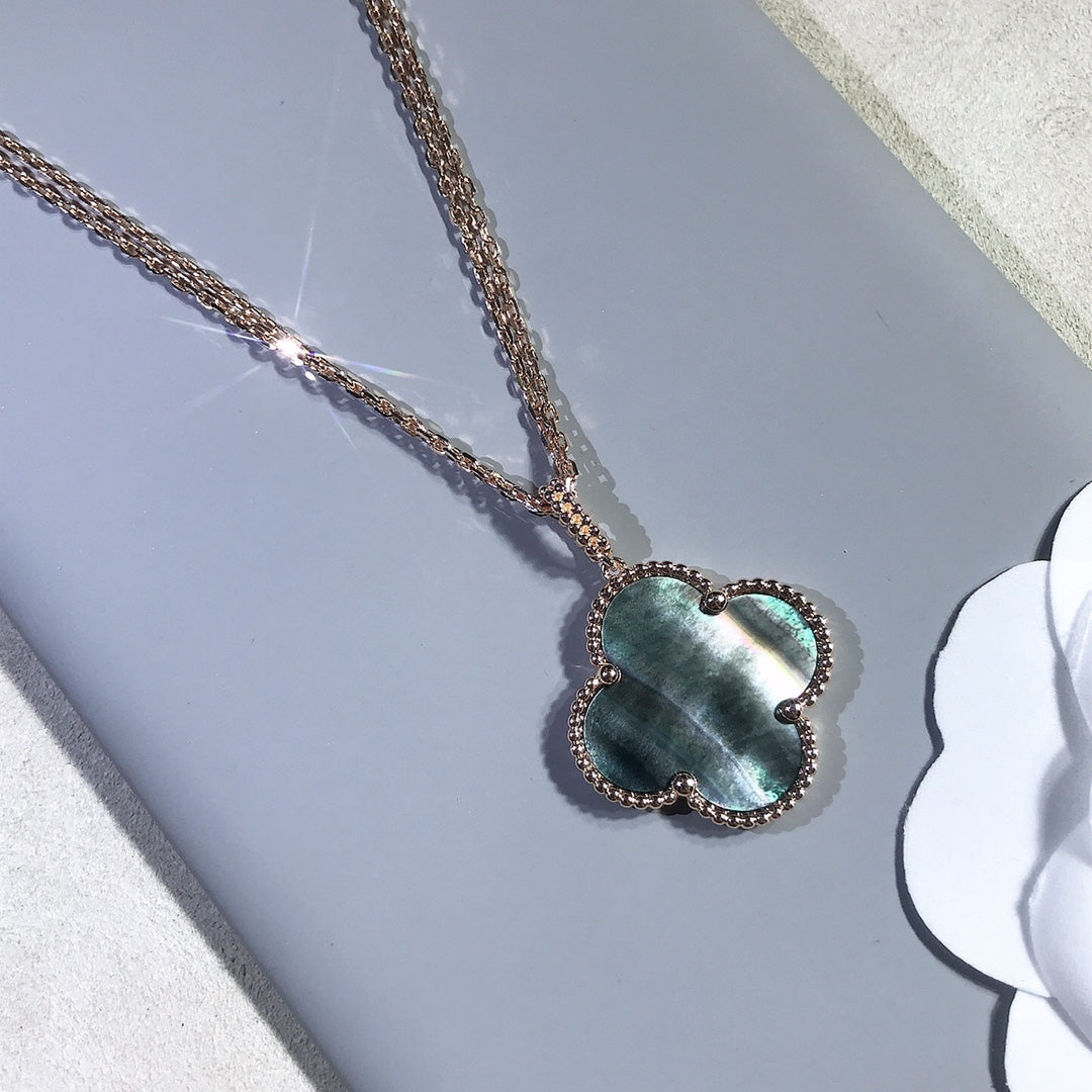 [⭐Hevara Jewelry]CLOVER 25MM GOLD DARK MOP BIG CLOVER NECKLACE