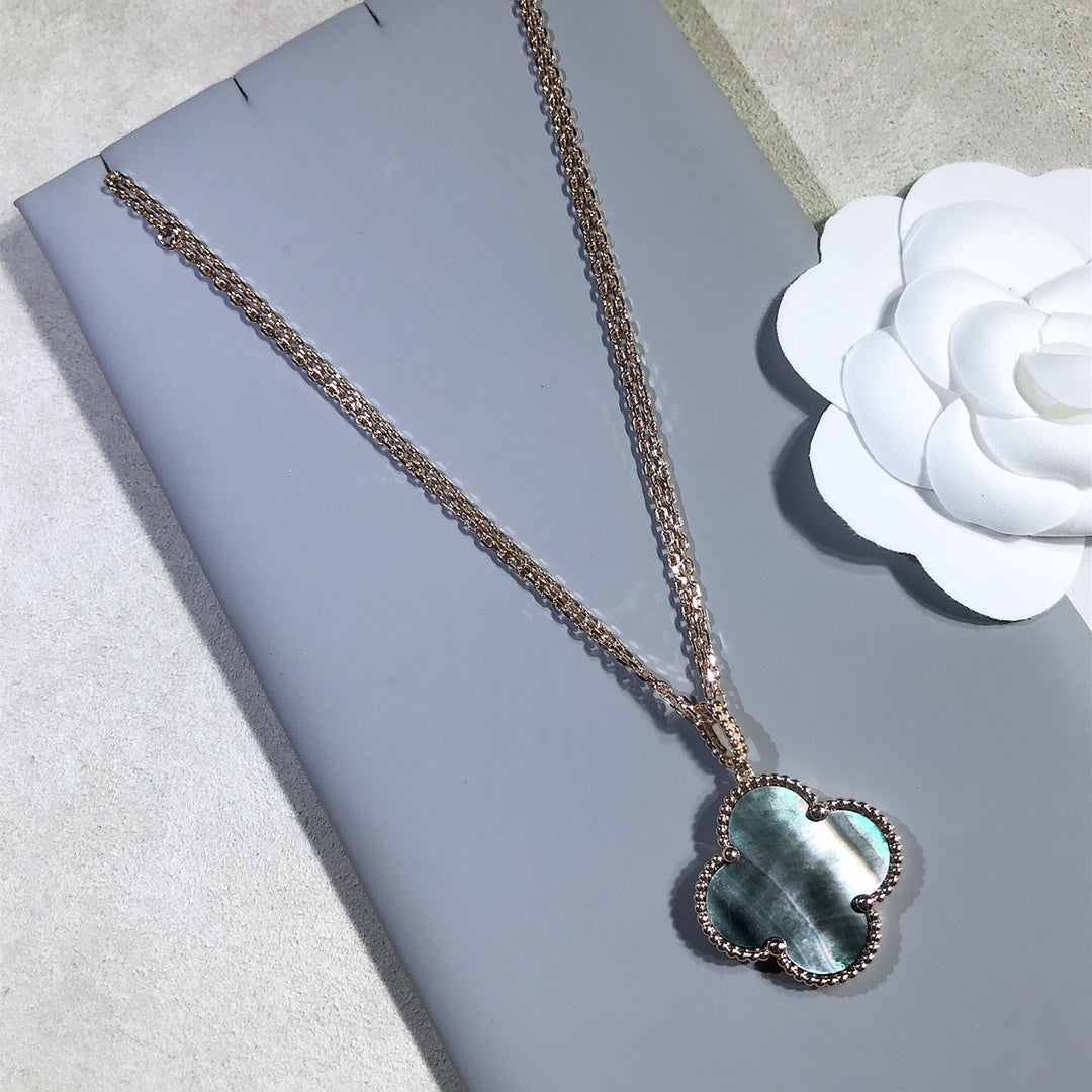 [⭐Hevara Jewelry]CLOVER 25MM GOLD DARK MOP BIG CLOVER NECKLACE