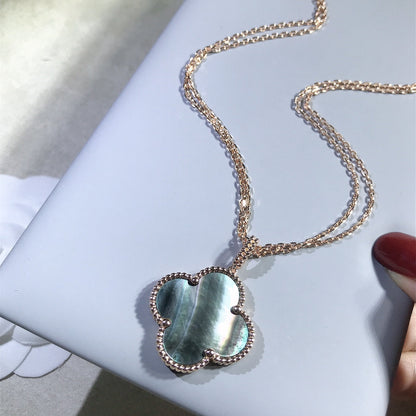 [⭐Hevara Jewelry]CLOVER 25MM GOLD DARK MOP BIG CLOVER NECKLACE