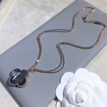 [⭐Hevara Jewelry]CLOVER 25MM GOLD DARK MOP BIG CLOVER NECKLACE