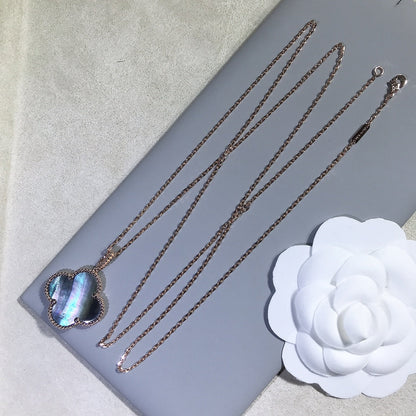 [⭐Hevara Jewelry]CLOVER 25MM GOLD DARK MOP BIG CLOVER NECKLACE