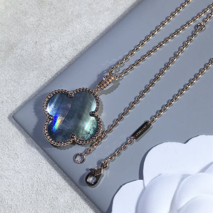 [⭐Hevara Jewelry]CLOVER 25MM GOLD DARK MOP BIG CLOVER NECKLACE