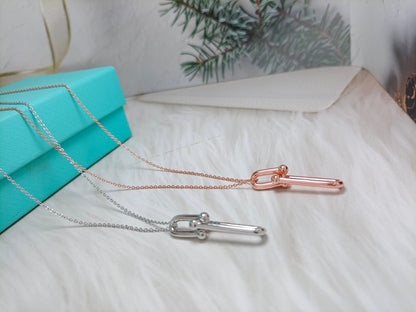 [Hevara Jewelry]HARDWEAR DROP DOUBLE LINK PEDANT NECKLACE