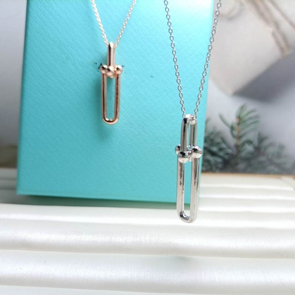 [Hevara Jewelry]HARDWEAR DROP DOUBLE LINK PEDANT NECKLACE