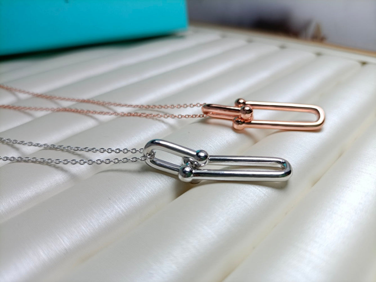 [Hevara Jewelry]HARDWEAR DROP DOUBLE LINK PEDANT NECKLACE