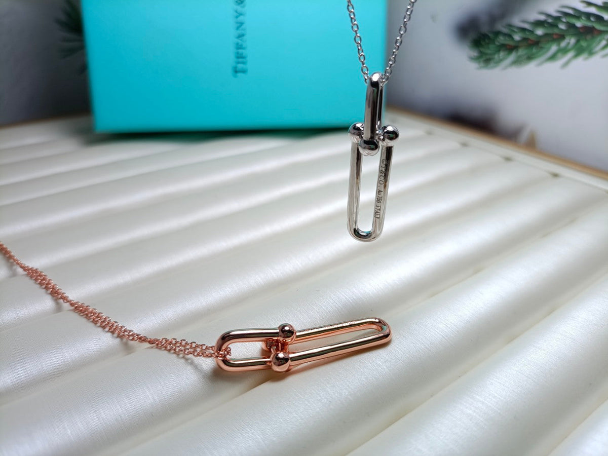 [Hevara Jewelry]HARDWEAR DROP DOUBLE LINK PEDANT NECKLACE