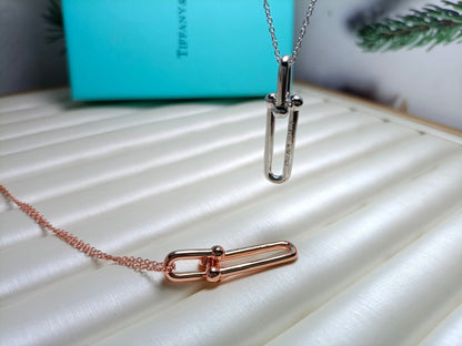 [Hevara Jewelry]HARDWEAR DROP DOUBLE LINK PEDANT NECKLACE