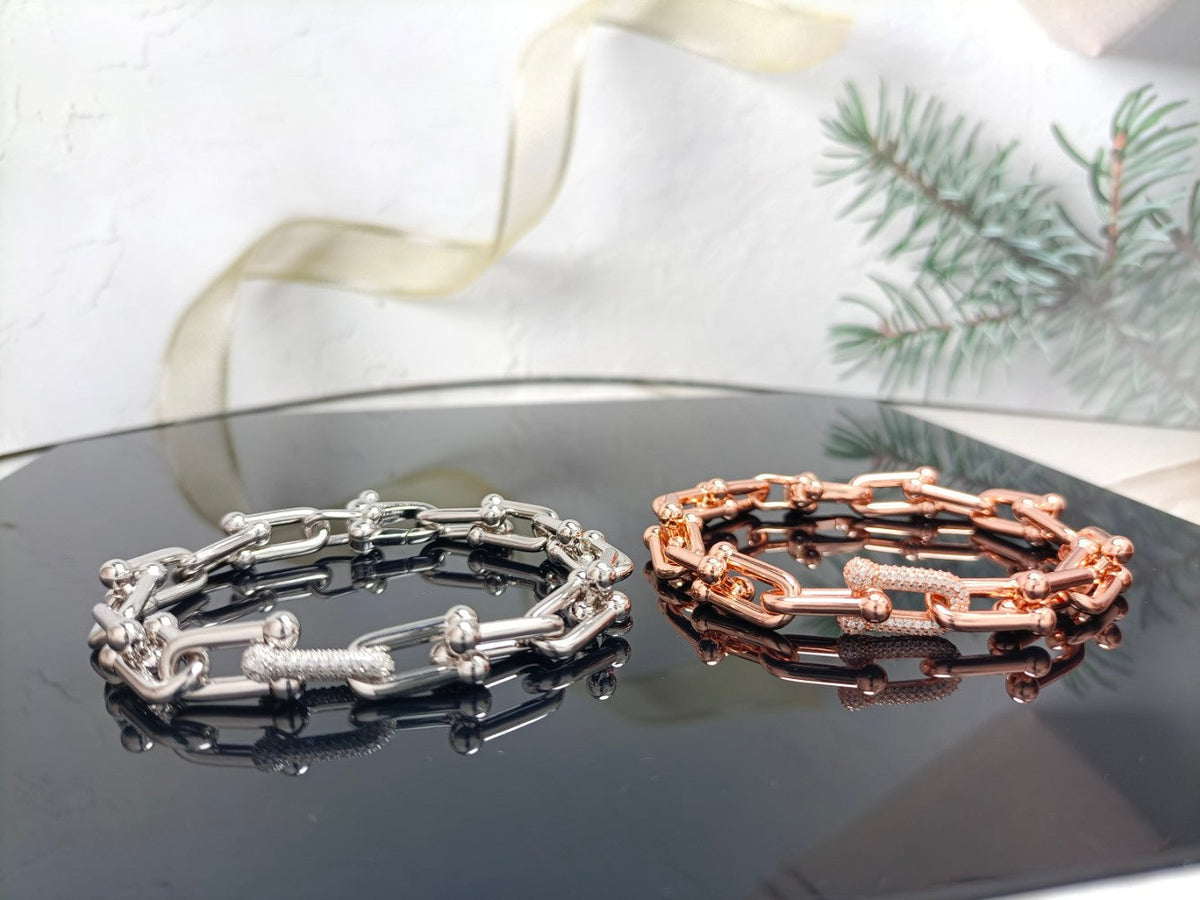 [Hevara Jewelry]HARDWEAR BRACELET PINK GOLD AND SILVER DIAMOND