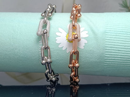 [Hevara Jewelry]HARDWEAR BRACELET PINK GOLD AND SILVER DIAMOND