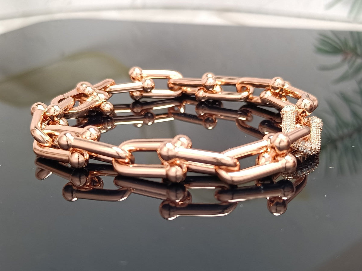 [Hevara Jewelry]HARDWEAR BRACELET PINK GOLD AND SILVER DIAMOND
