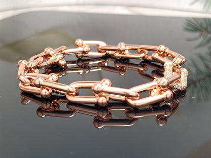 [Hevara Jewelry]HARDWEAR BRACELET PINK GOLD AND SILVER DIAMOND