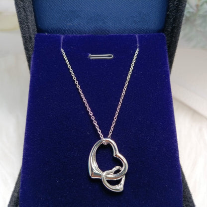 [Hevara Jewelry]DOUBLE HEART SILVER NECKLACE