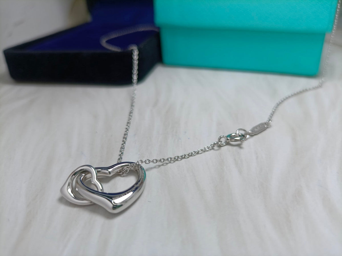 [Hevara Jewelry]DOUBLE HEART SILVER NECKLACE