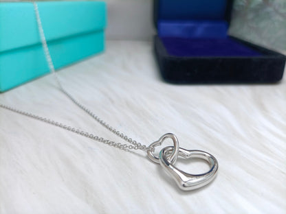 [Hevara Jewelry]DOUBLE HEART SILVER NECKLACE