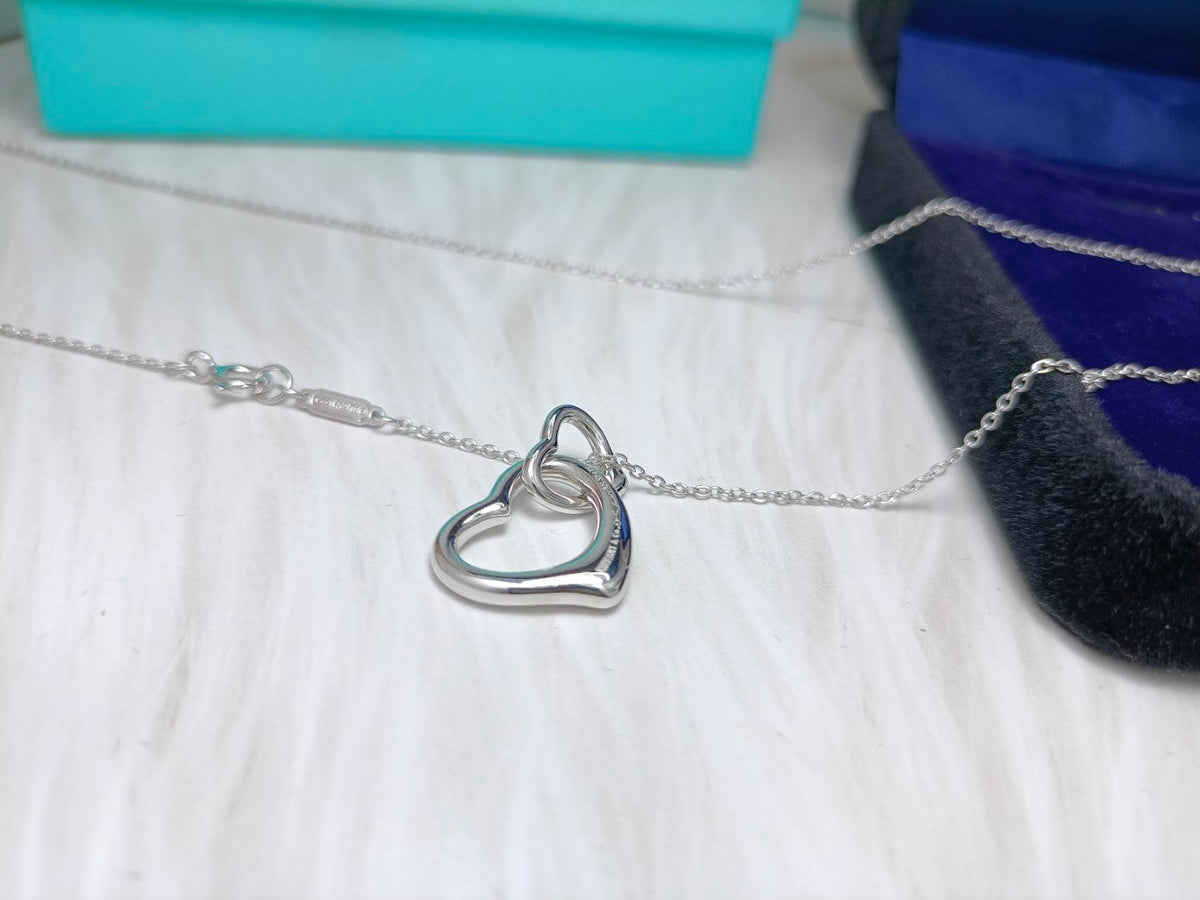 [Hevara Jewelry]DOUBLE HEART SILVER NECKLACE