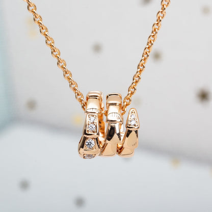 [⭐Hevara Jewelry]SERPENTI PINK GOLD NECKLACE DIAMOND