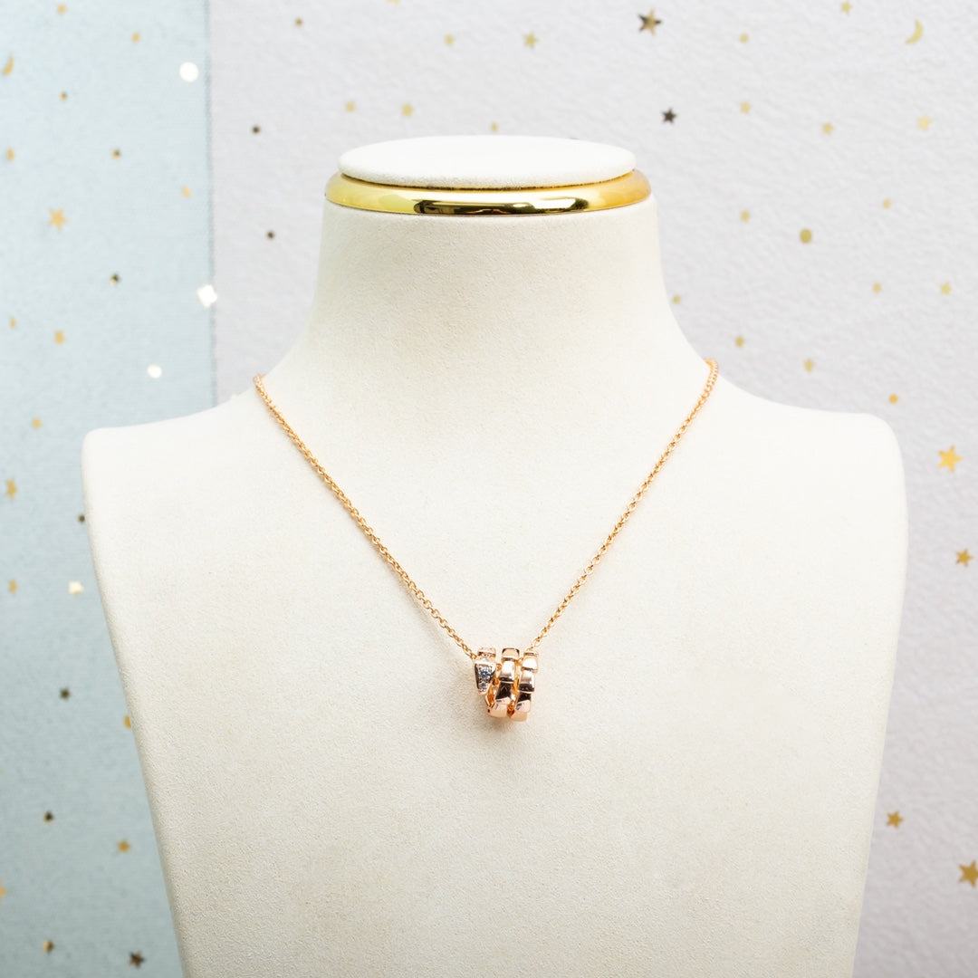 [⭐Hevara Jewelry]SERPENTI PINK GOLD NECKLACE DIAMOND