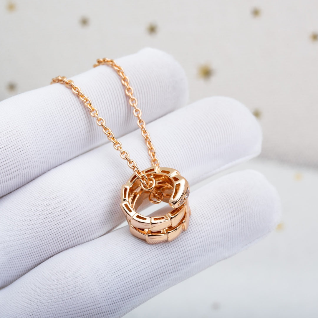 [⭐Hevara Jewelry]SERPENTI PINK GOLD NECKLACE DIAMOND