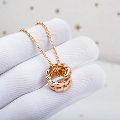 [⭐Hevara Jewelry]SERPENTI PINK GOLD NECKLACE DIAMOND