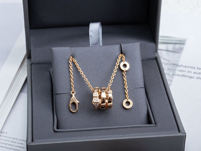 [⭐Hevara Jewelry]SERPENTI PINK GOLD NECKLACE DIAMOND