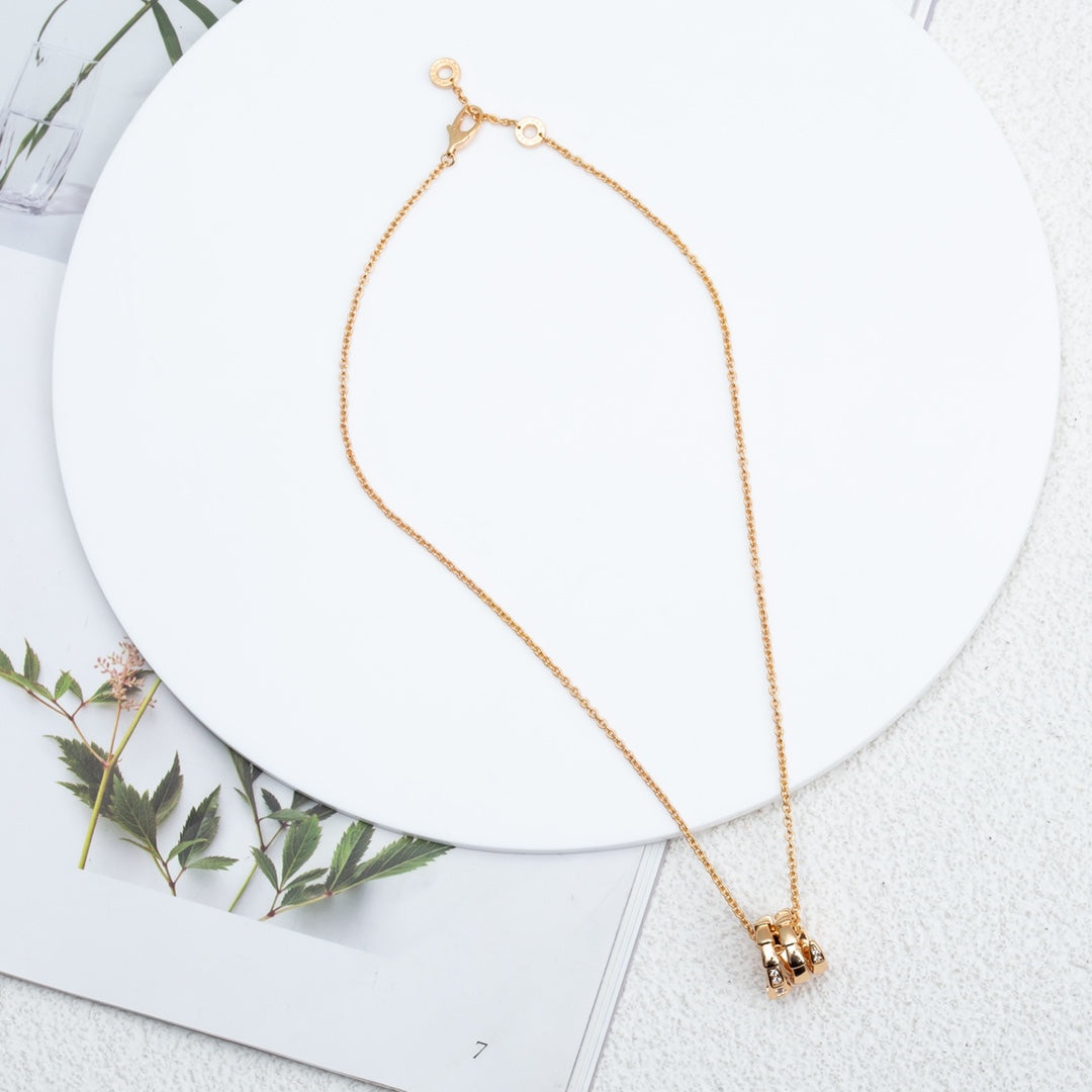 [⭐Hevara Jewelry]SERPENTI PINK GOLD NECKLACE DIAMOND