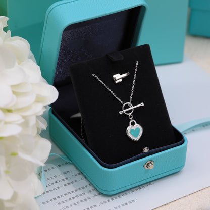 [Hevara Jewelry]DOUBLE HEART BLUE NECKLACE