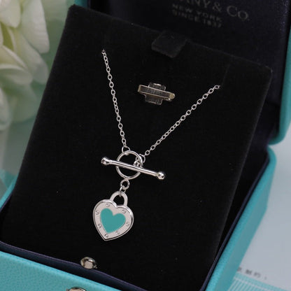[Hevara Jewelry]DOUBLE HEART BLUE NECKLACE