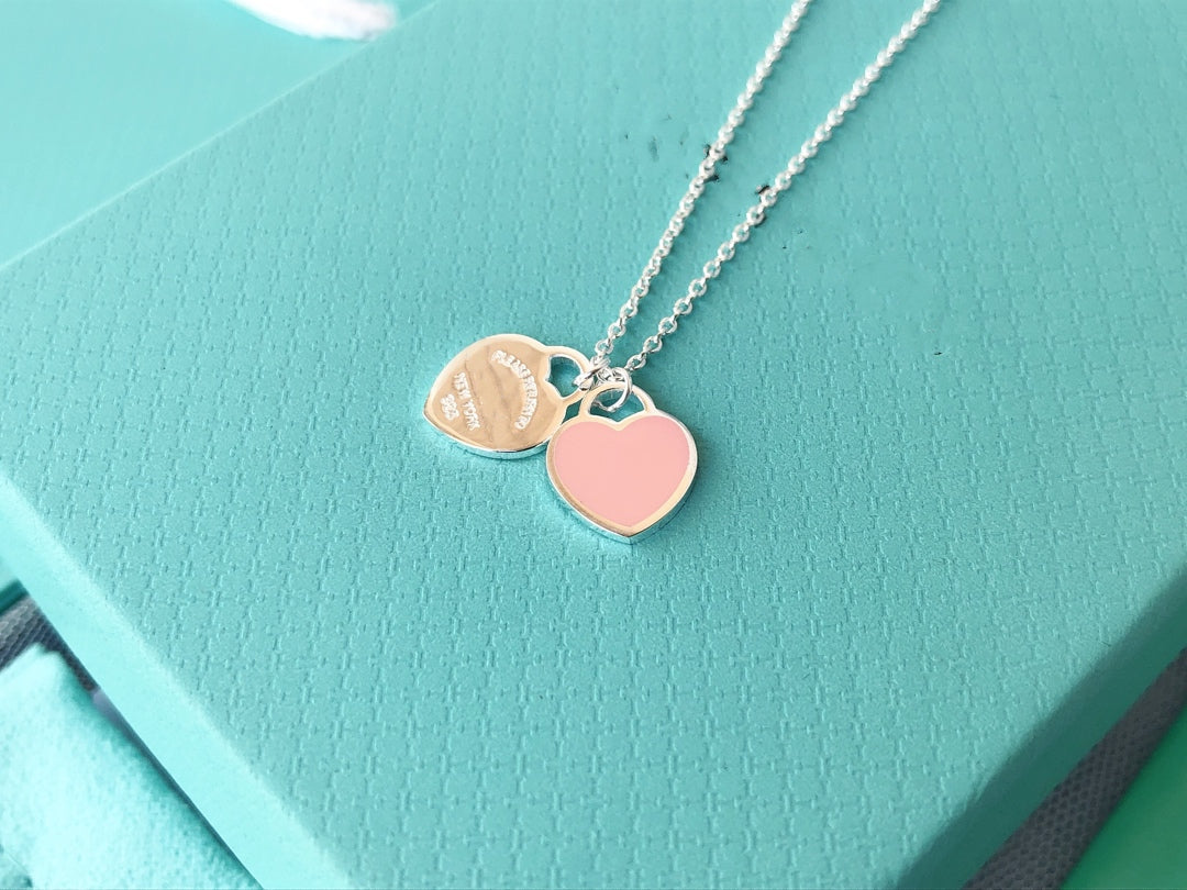 [Hevara Jewelry]DOUBLE HEART PEDANT SILVER NECKLACE