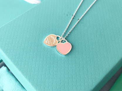 [Hevara Jewelry]DOUBLE HEART PEDANT SILVER NECKLACE