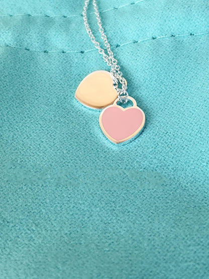 [Hevara Jewelry]DOUBLE HEART PEDANT SILVER NECKLACE