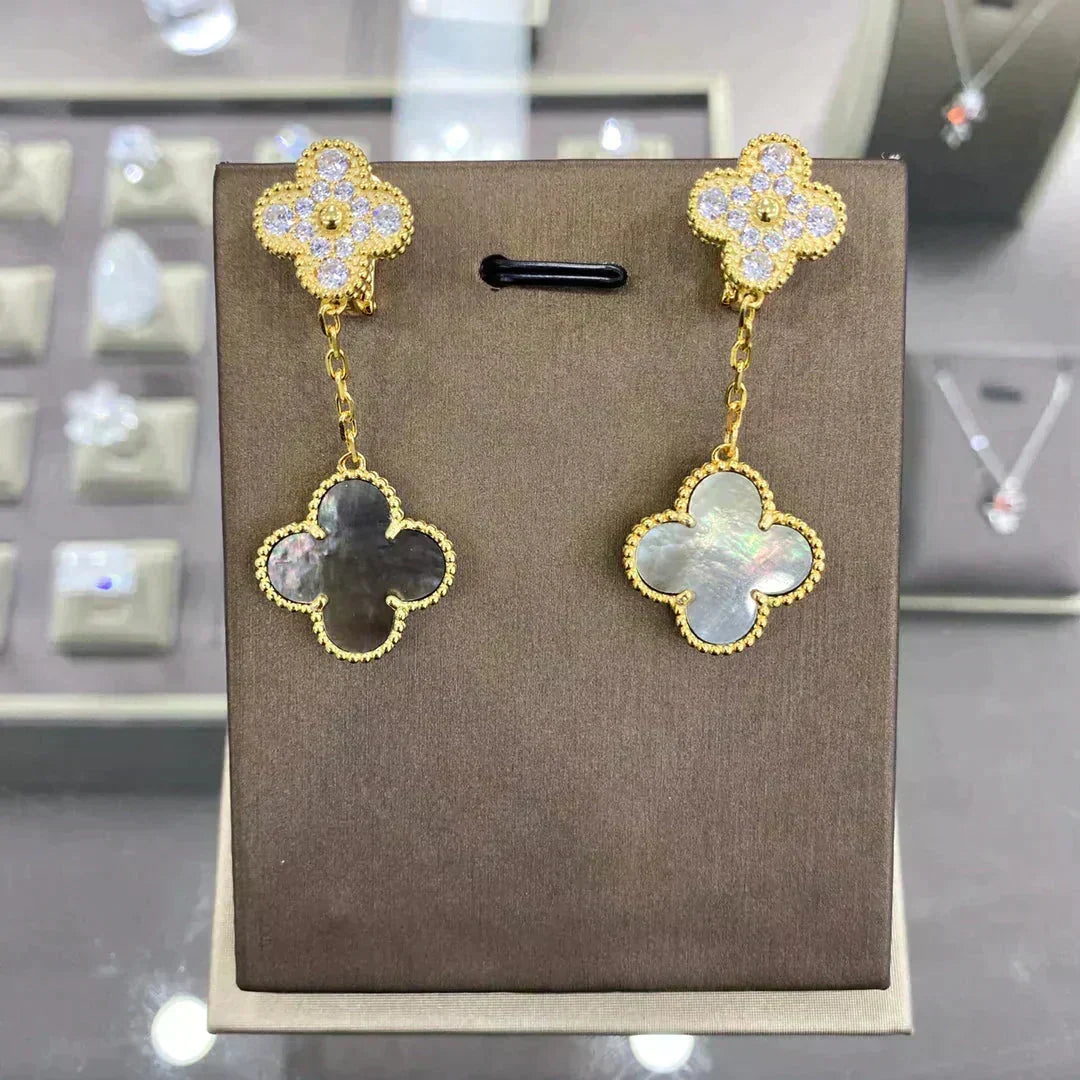 [⭐Hevara Jewelry]CLOVER  2 MOTIFS  DIAMOND  EARRINGS (MULTIPLE CHOICESç´