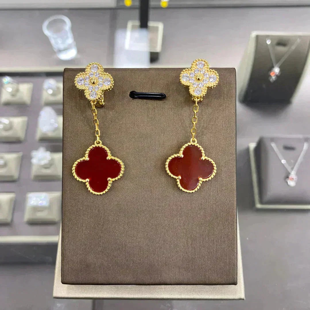 [⭐Hevara Jewelry]CLOVER  2 MOTIFS  DIAMOND  EARRINGS (MULTIPLE CHOICESç´