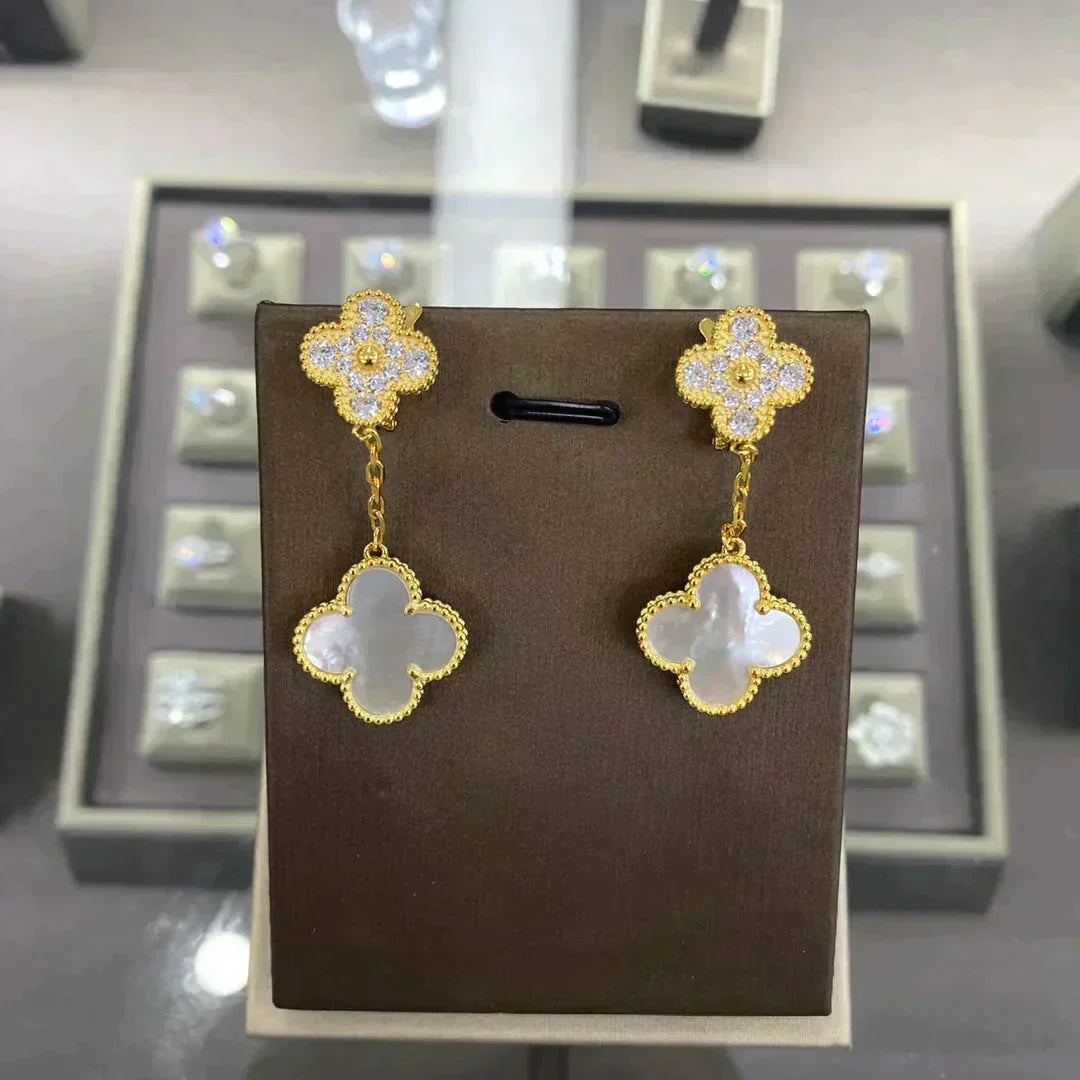 [⭐Hevara Jewelry]CLOVER  2 MOTIFS  DIAMOND  EARRINGS (MULTIPLE CHOICESç´