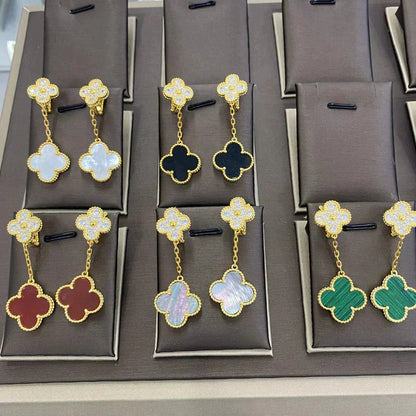 [⭐Hevara Jewelry]CLOVER  2 MOTIFS  DIAMOND  EARRINGS (MULTIPLE CHOICESç´