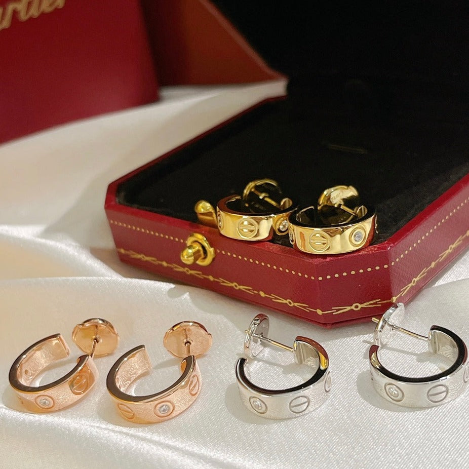 [⭐Hevara Jewelry]LOVE EARRINGS 5.7MM 2 DIAMONDS