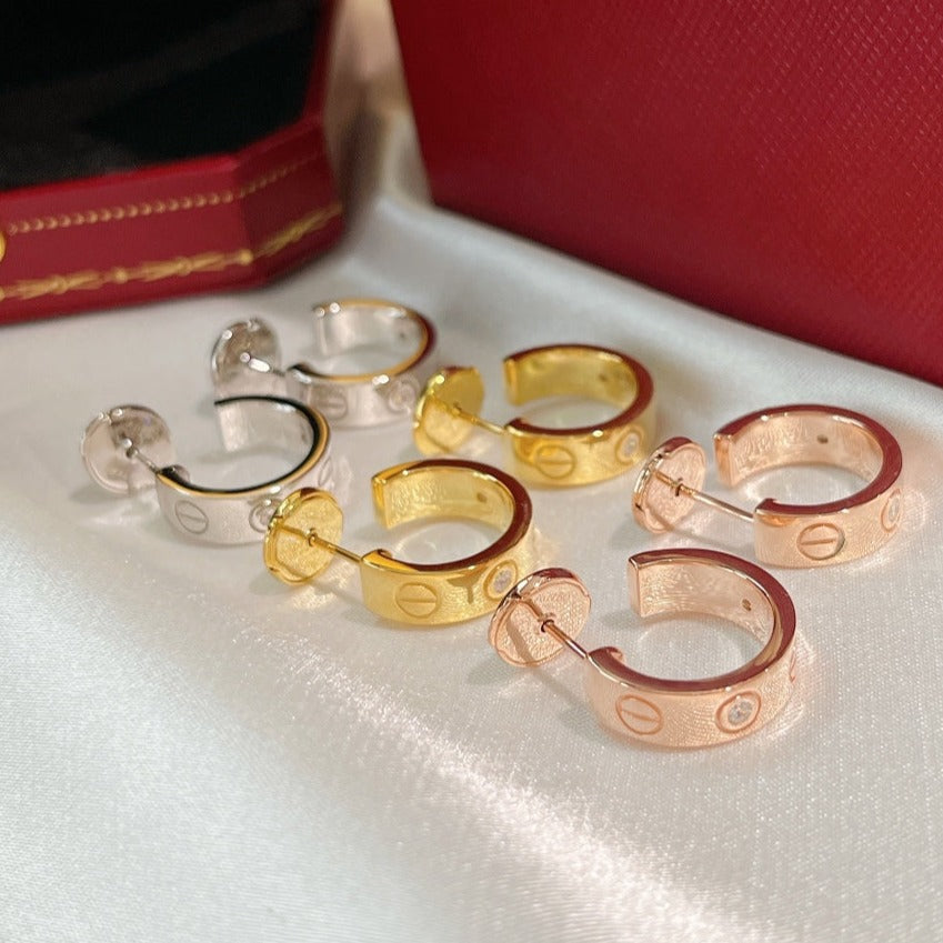 [⭐Hevara Jewelry]LOVE EARRINGS 5.7MM 2 DIAMONDS