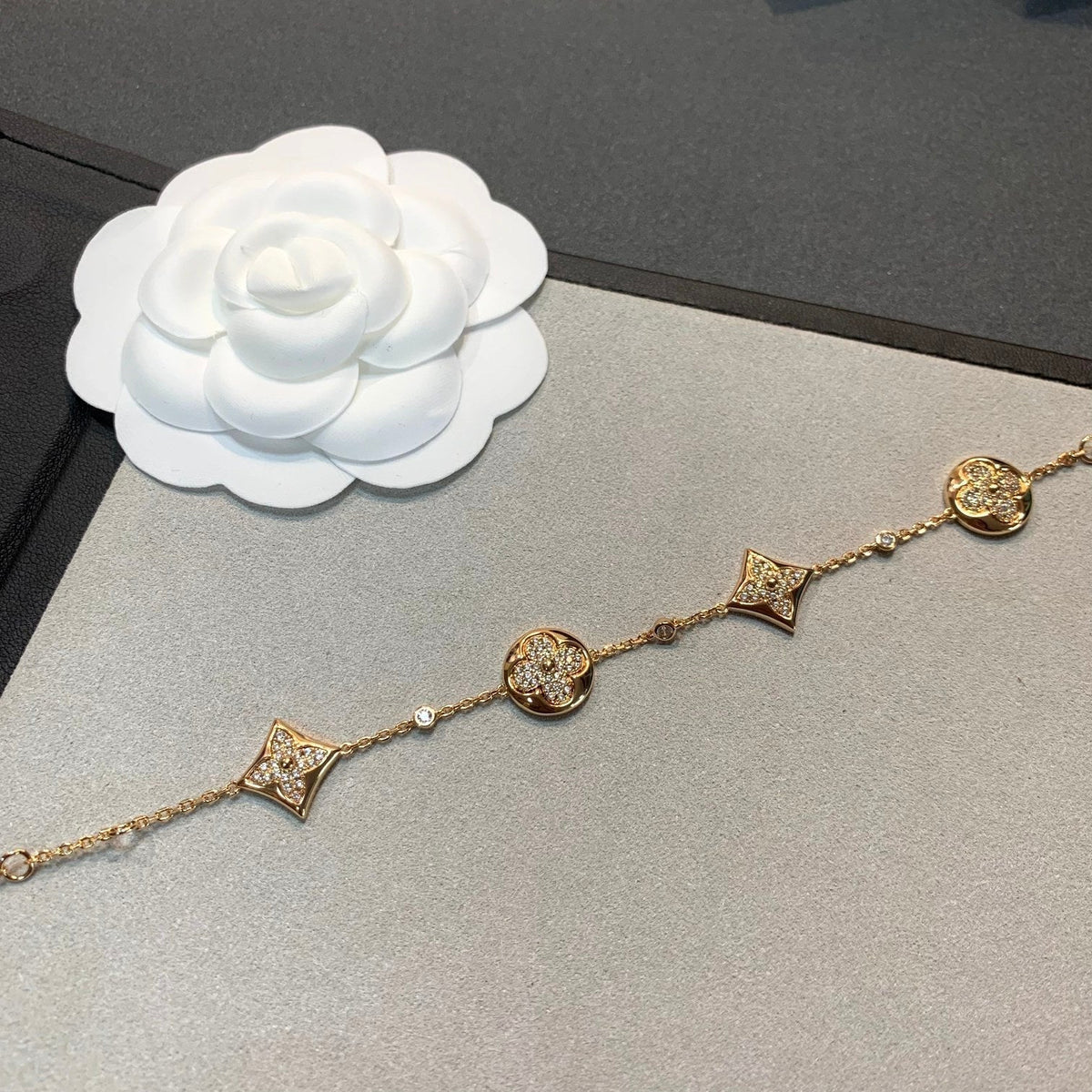 [⭐Hevara Jewelry]STAR AND SUN 4 MOTIFS GOLD DIAMONDS BRACELET