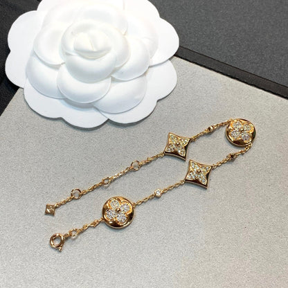 [⭐Hevara Jewelry]STAR AND SUN 4 MOTIFS GOLD DIAMONDS BRACELET