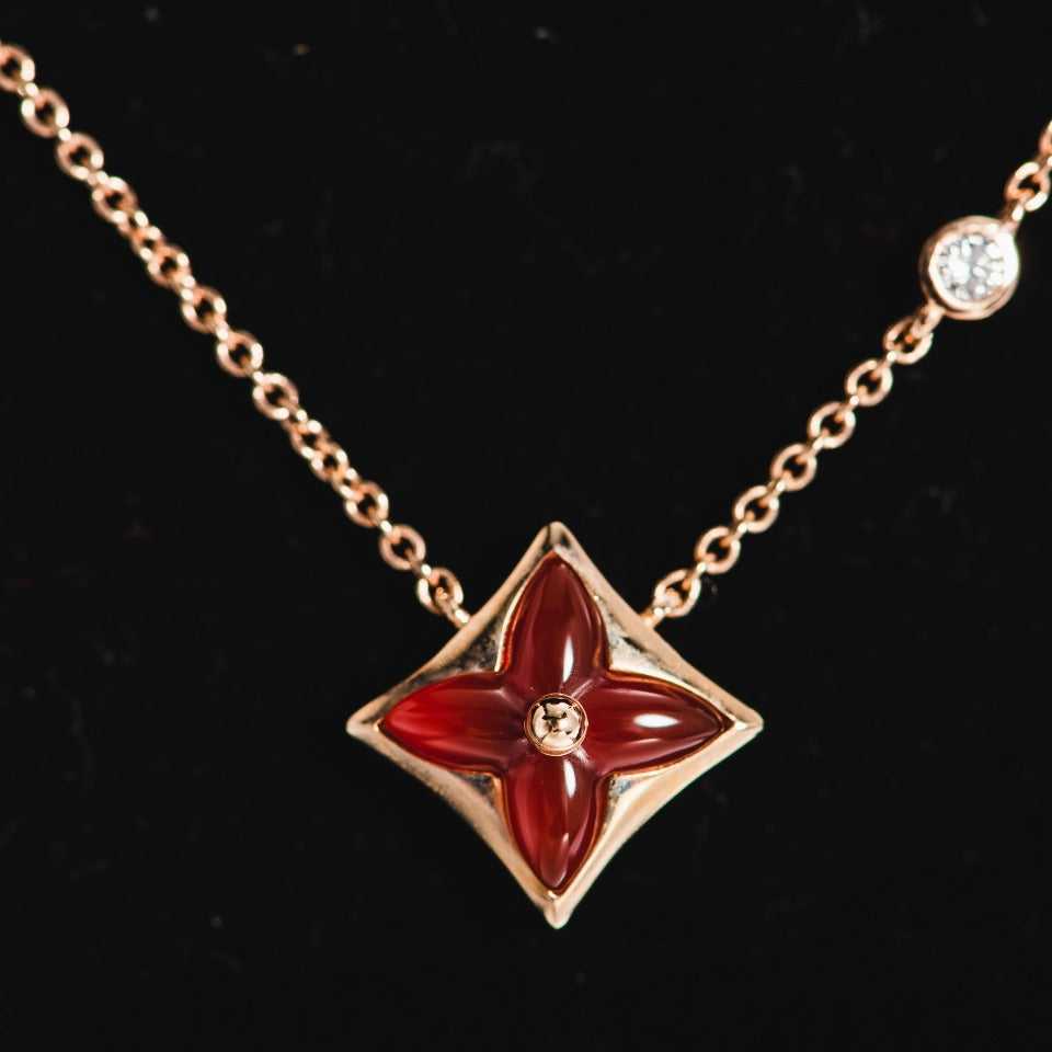 [⭐Hevara Jewelry]STAR NECKLACE PINK GOLD 1 DIAMOND