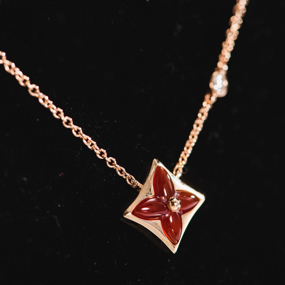 [⭐Hevara Jewelry]STAR NECKLACE PINK GOLD 1 DIAMOND