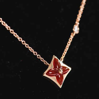 [⭐Hevara Jewelry]STAR NECKLACE PINK GOLD 1 DIAMOND