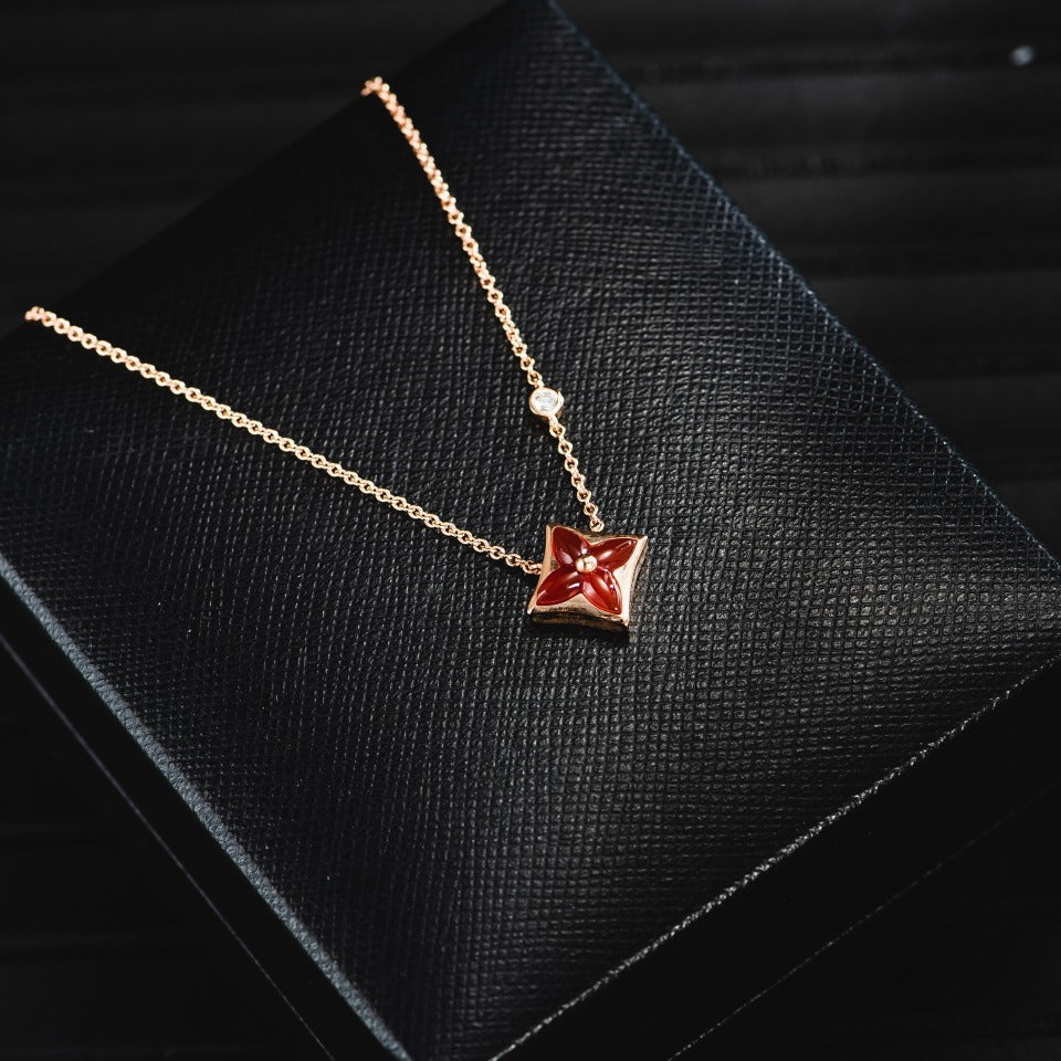 [⭐Hevara Jewelry]STAR NECKLACE PINK GOLD 1 DIAMOND