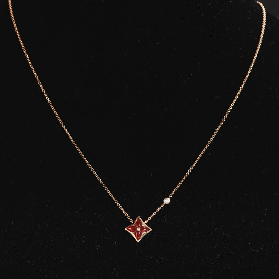 [⭐Hevara Jewelry]STAR NECKLACE PINK GOLD 1 DIAMOND
