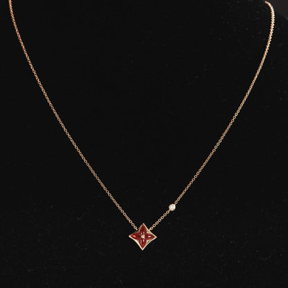 [⭐Hevara Jewelry]STAR NECKLACE PINK GOLD 1 DIAMOND