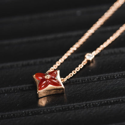 [⭐Hevara Jewelry]STAR NECKLACE PINK GOLD 1 DIAMOND