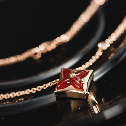 [⭐Hevara Jewelry]STAR NECKLACE PINK GOLD 1 DIAMOND