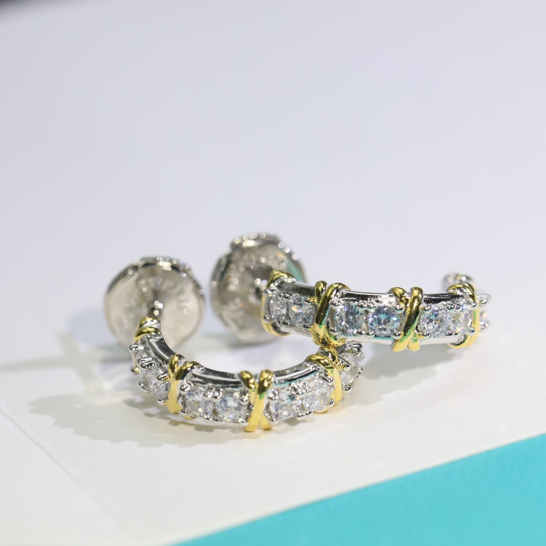 [Hevara Jewelry]TWENTY STONE HOOP GOLD EARRINGS