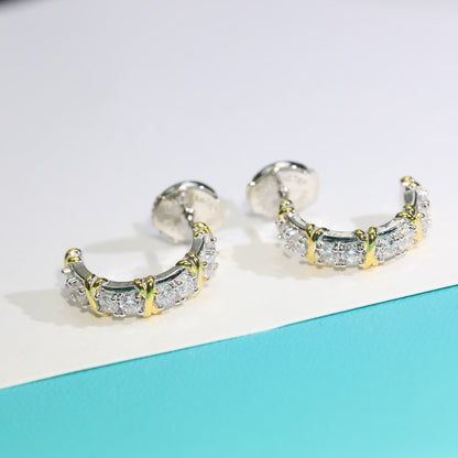 [Hevara Jewelry]TWENTY STONE HOOP GOLD EARRINGS